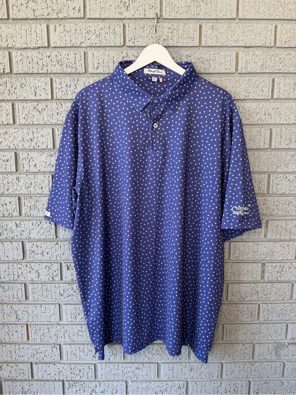 Straight Down Men’s Golf Polo Shirt Flower Print UPF 50 Short Sleeve Size XXL